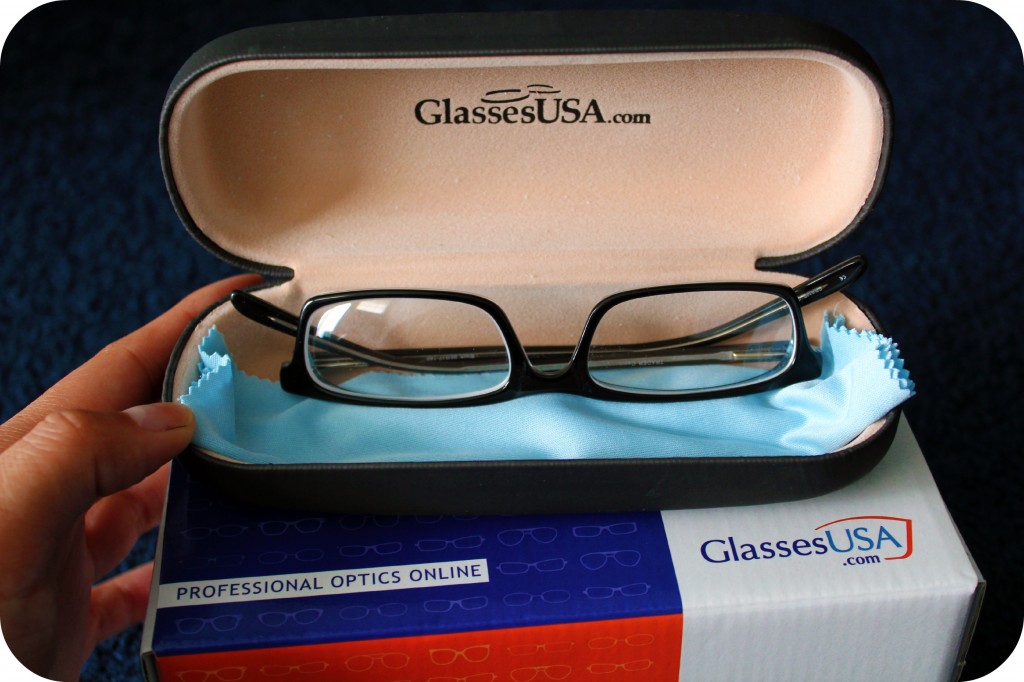 Glasses are displayed inside their case. 