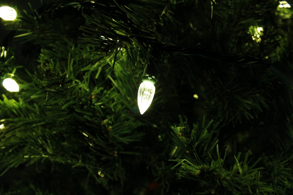 LED bulb on Christmas tree. 