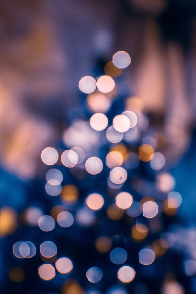 Bokeh lights of a Christmas tree. 