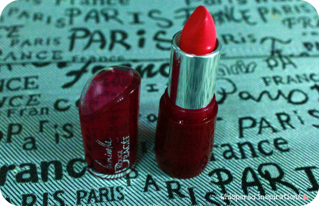An opened pink lipstick is shown. 