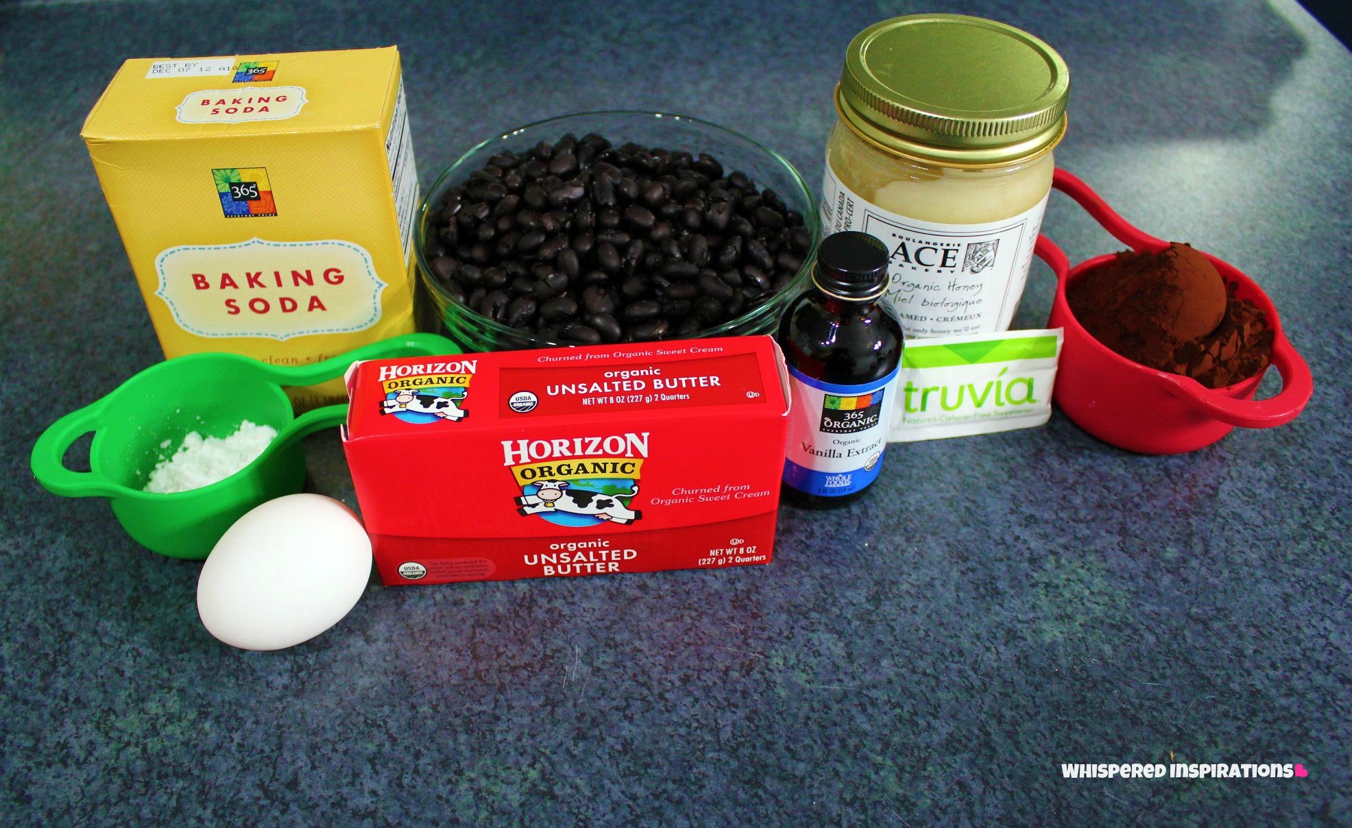 The ingredients needed to make organic and gluten-free chocolate cupcakes.