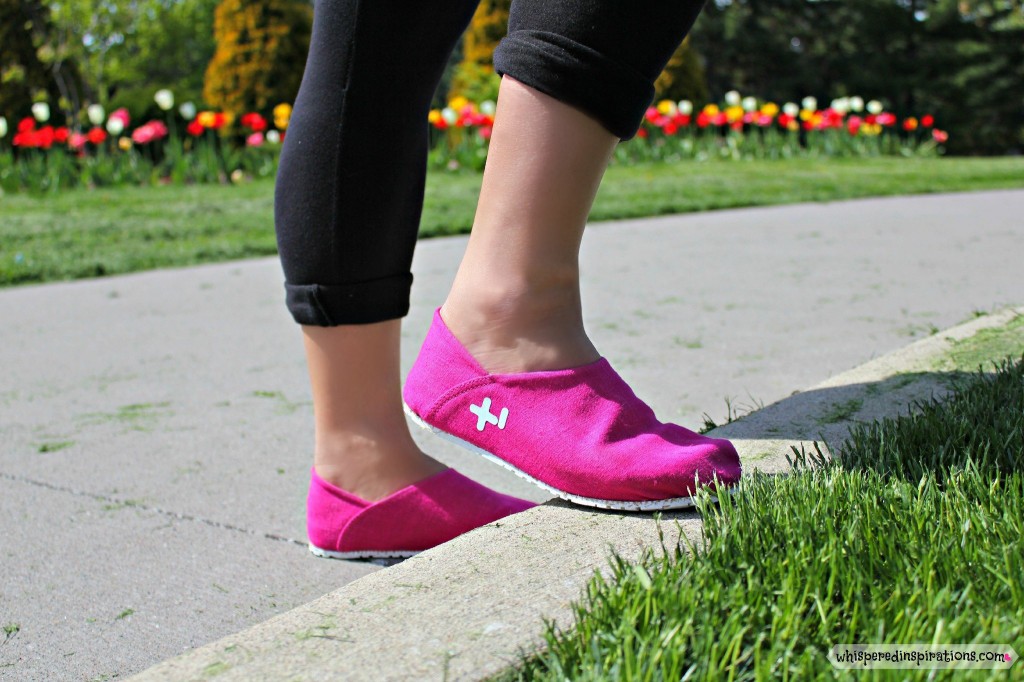 Nancy steps on stoop showing off the OTZ Shoes.