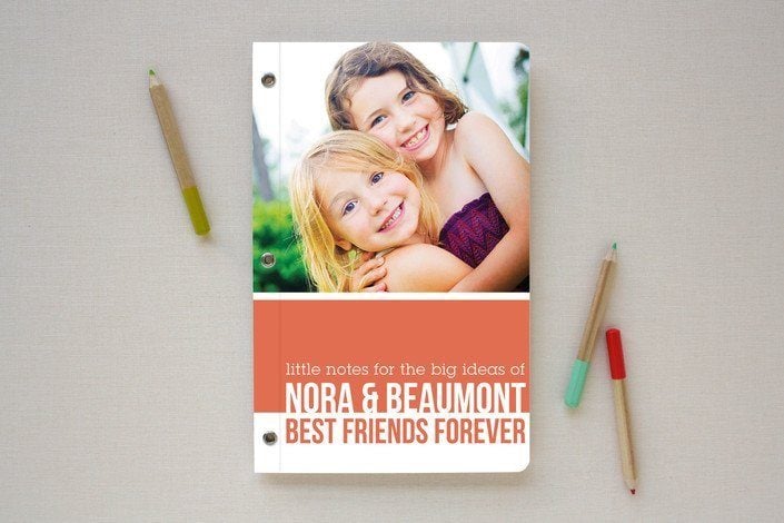 Printed notebooks from minted with a picture of two little girls. 