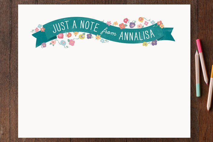 Beautiful stationary that says, "Just a note from Annalisa."