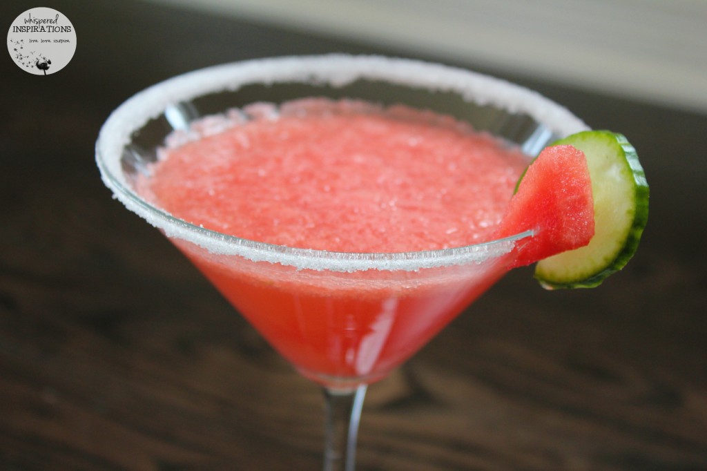 Close up of the watermelon and cucumber drink made with SodaStream. 