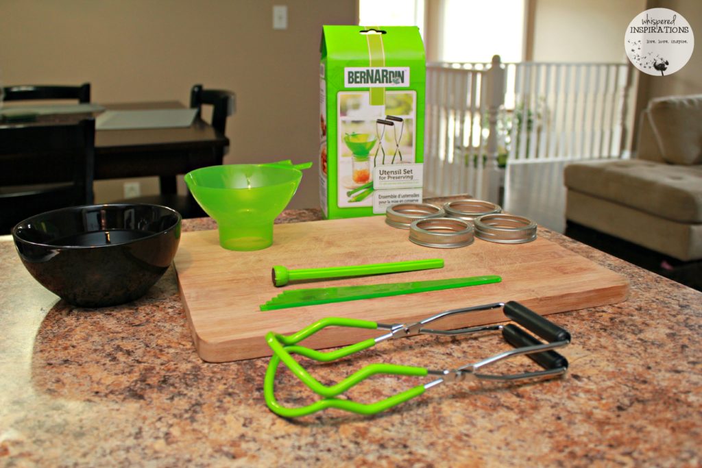 The Bernardin starter kit on the counter ready to make organic strawberry and blueberry jam. 