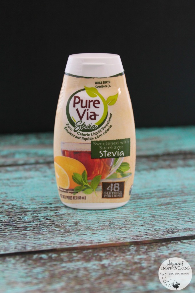 A small bottle of Pure Via Stevia sweetener is shown.
