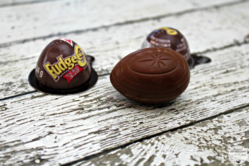 A Fudgee-O creme egg is shown outside of its package. 