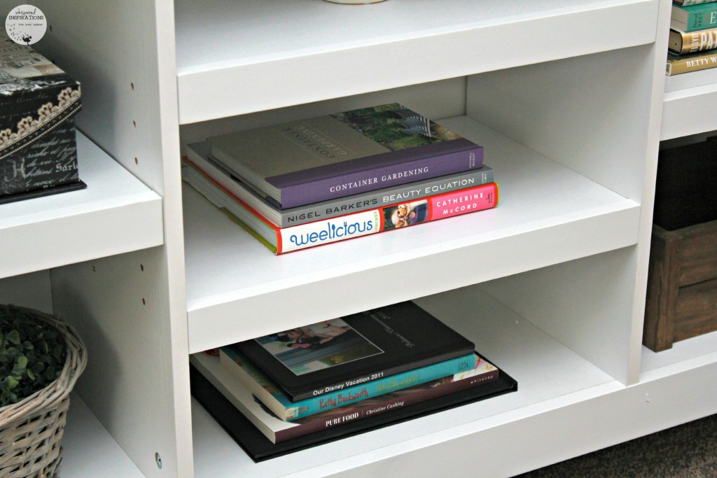 Book shelf with books to show how to decorate your own.