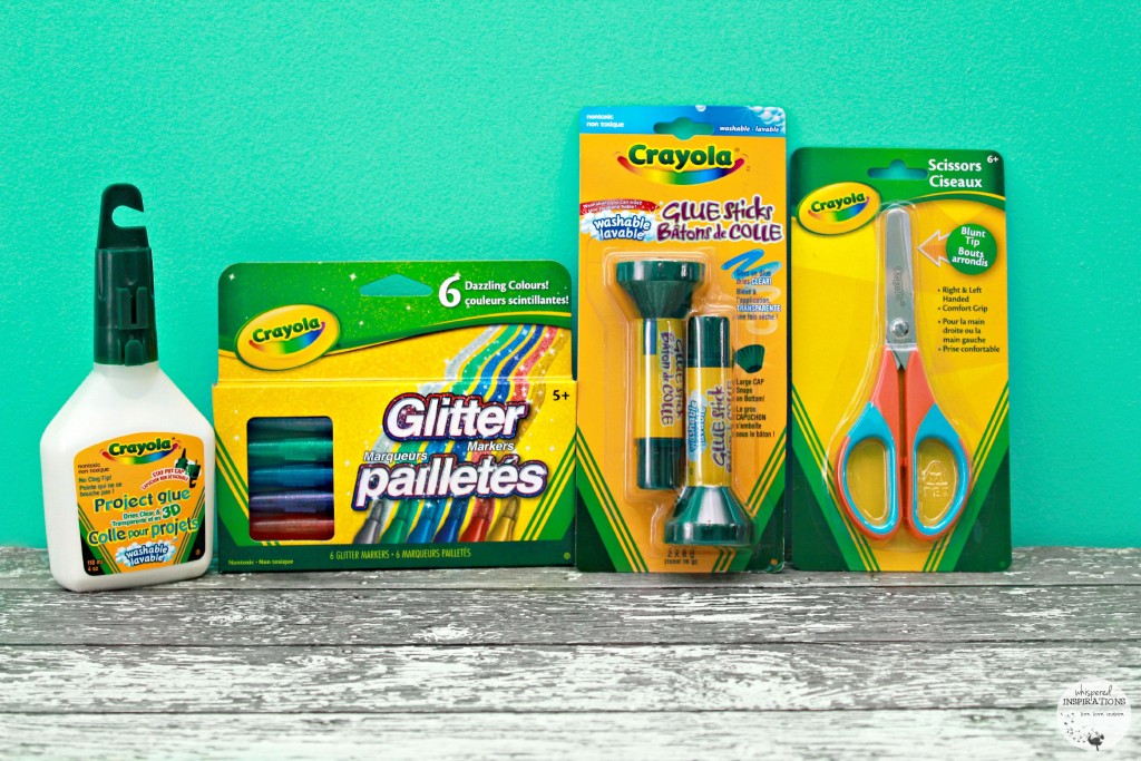 Crayola Back to School glue, glue sticks and scissors.