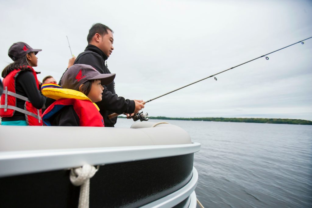 Honda Marine: Fishing on Lake Rosseau on a Honda Pontoon Boat. #CampHonda