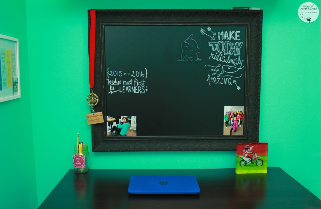 Acrylic block is placed on a child's desk for decor. 