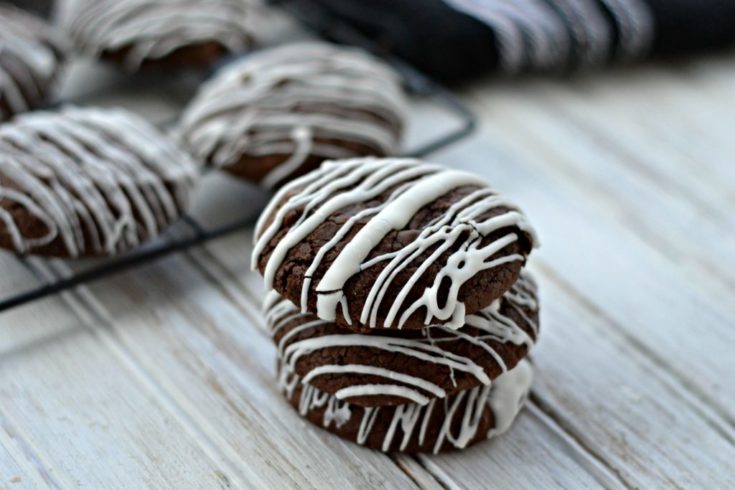 Chocolate Fudge Cookies with Drizzled White Chocolate