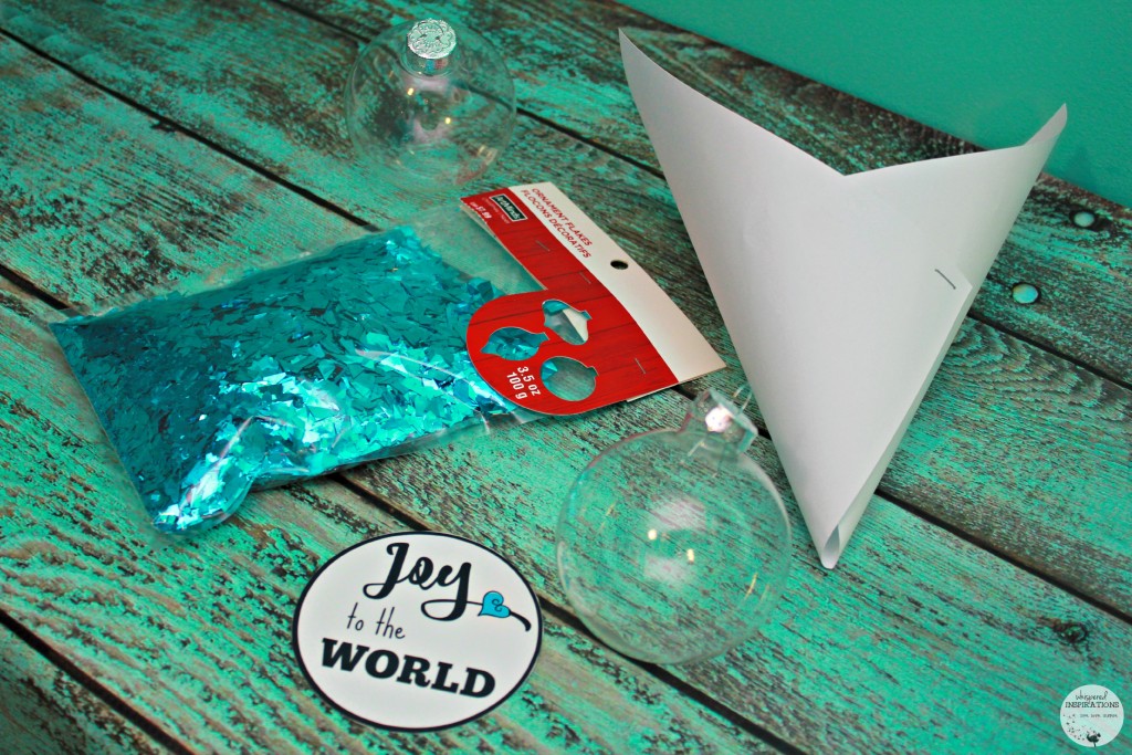 Supplies needed for DIY Joy to the World Ornament. 