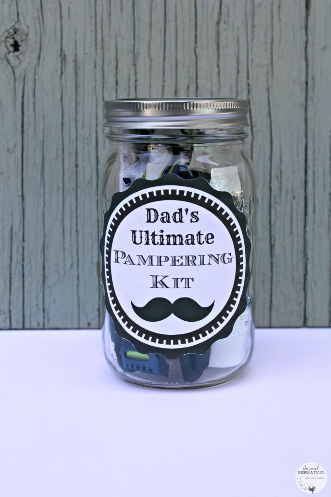 Dad's Ultimate Pampering Kit mason jar with label. 