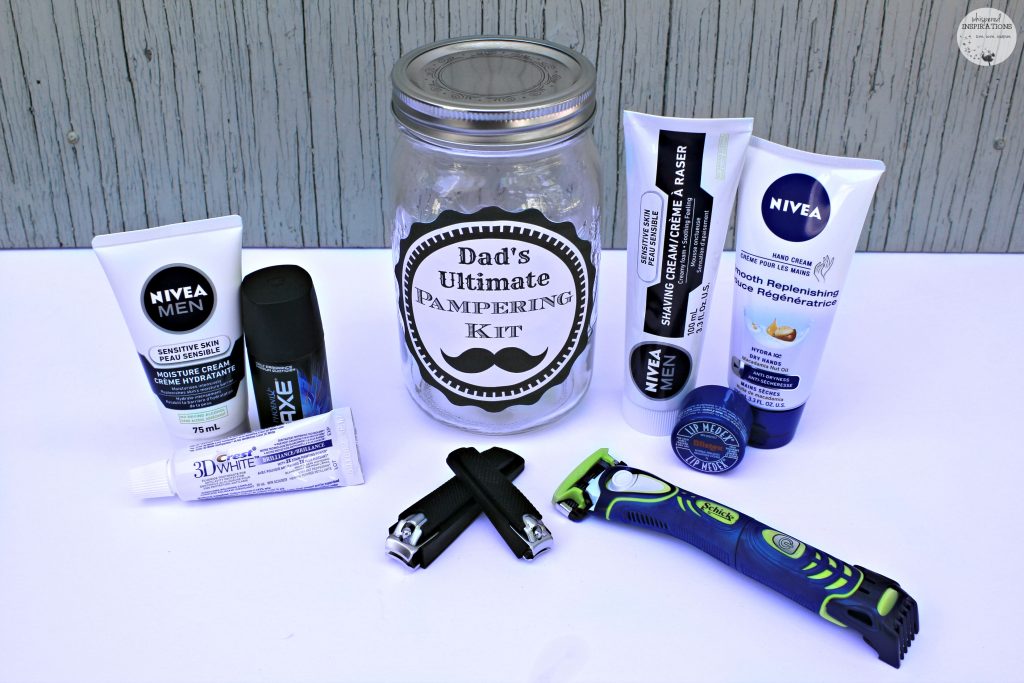 DIY Father's Day Gift Ideas: Dad's Ultimate Pampering Kit with everything he'll love. 