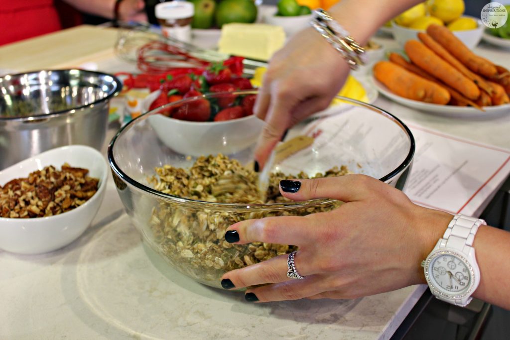 Mixing the granola before baking it!