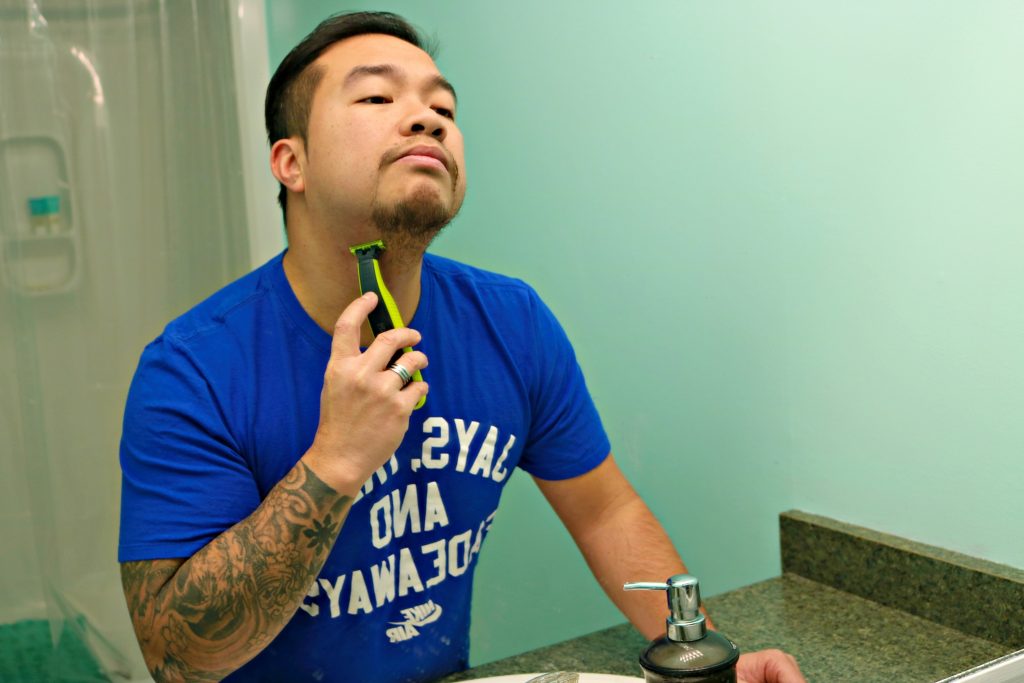 Darasak shaves and shapes his goatee with the Philips One Blade. 