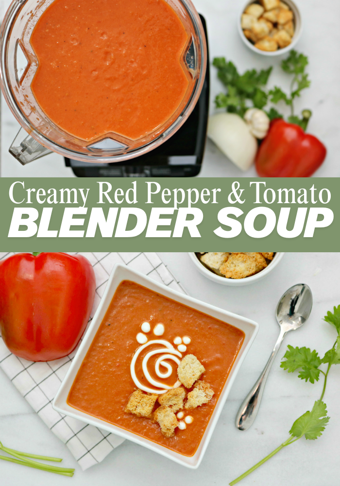 Creamy Red Pepper and Tomato Blender Soup + a Kenmore PRO Heavy Duty Professional Blender Giveaway!