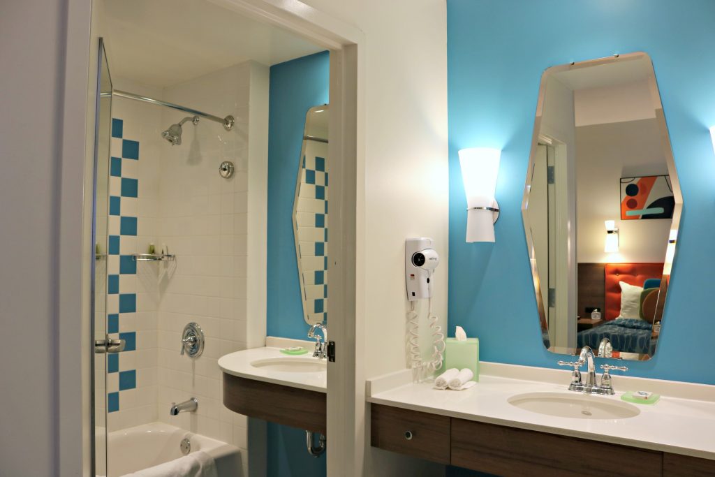 The bathroom is separate to the vanity in the family suite at Cabana Bay Beach Resort. 