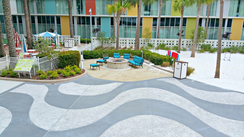 The fire pit area in the Cabana Bay Beach Resort. 