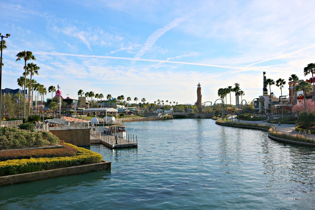 The waterway that leads to CityWalk and the parks. 