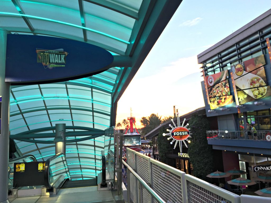 The escalators at CityWalk after a great day at the parks.