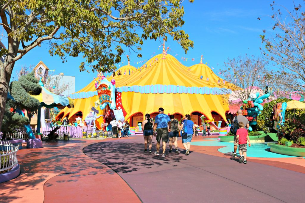 People explore Seuss Landing. 