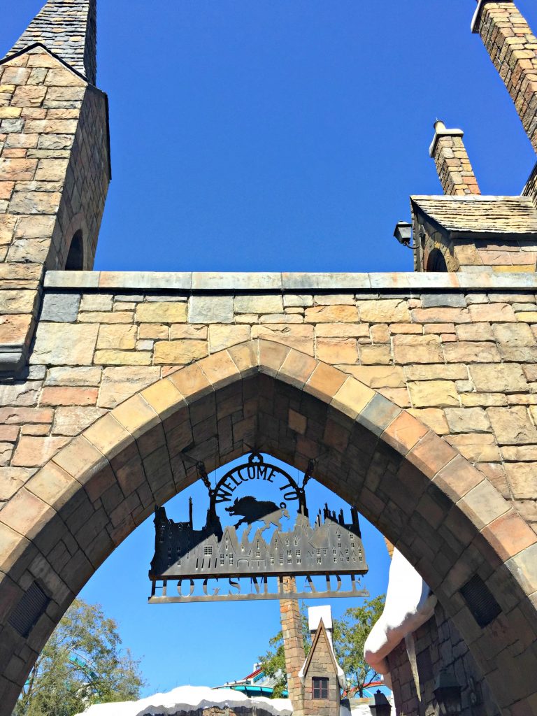 The sign of Hogsmeade at its entrance. 