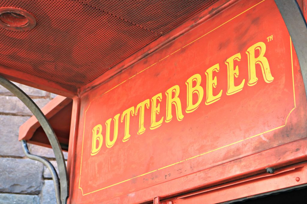 The side of the Butterbeer cart. 