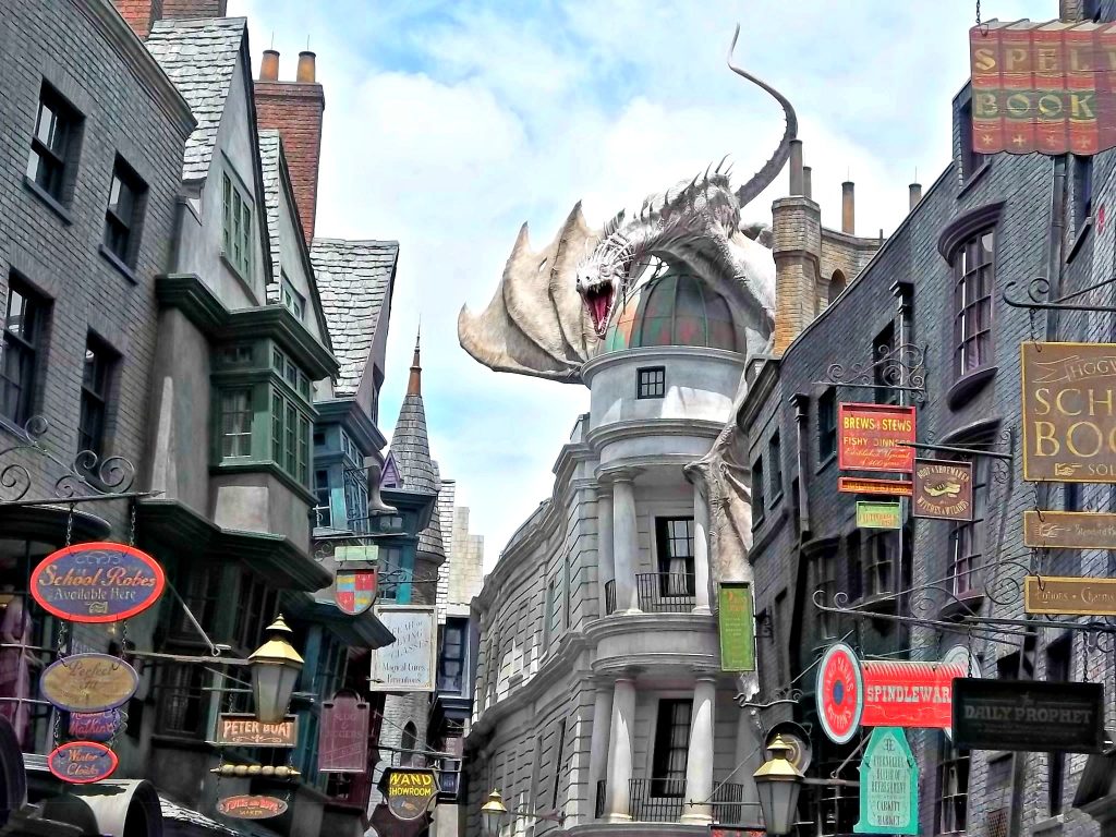 Dragon atop Gringotts Bank at Diagon Alley. 