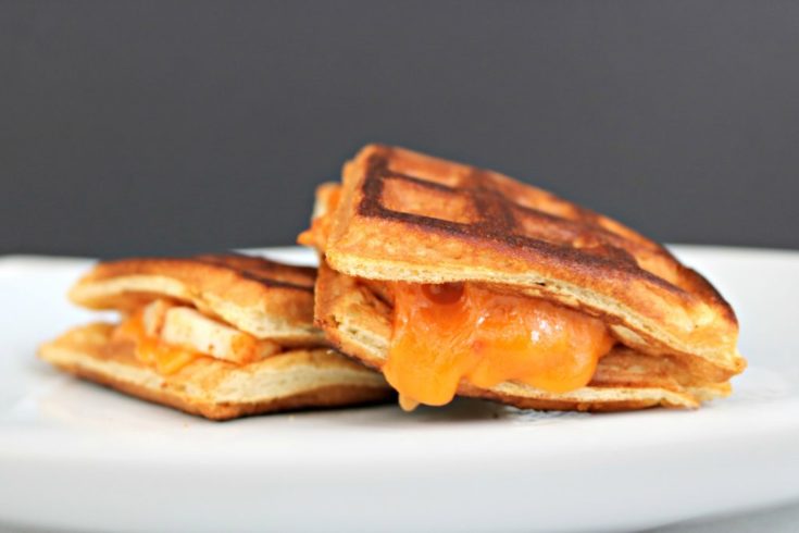 Chicken and Waffle Grilled Cheese with Spicy Maple Syrup