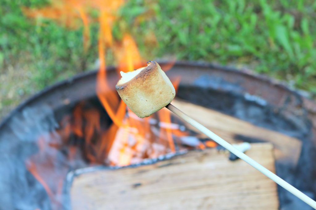 Close up of marshmallow roasting.