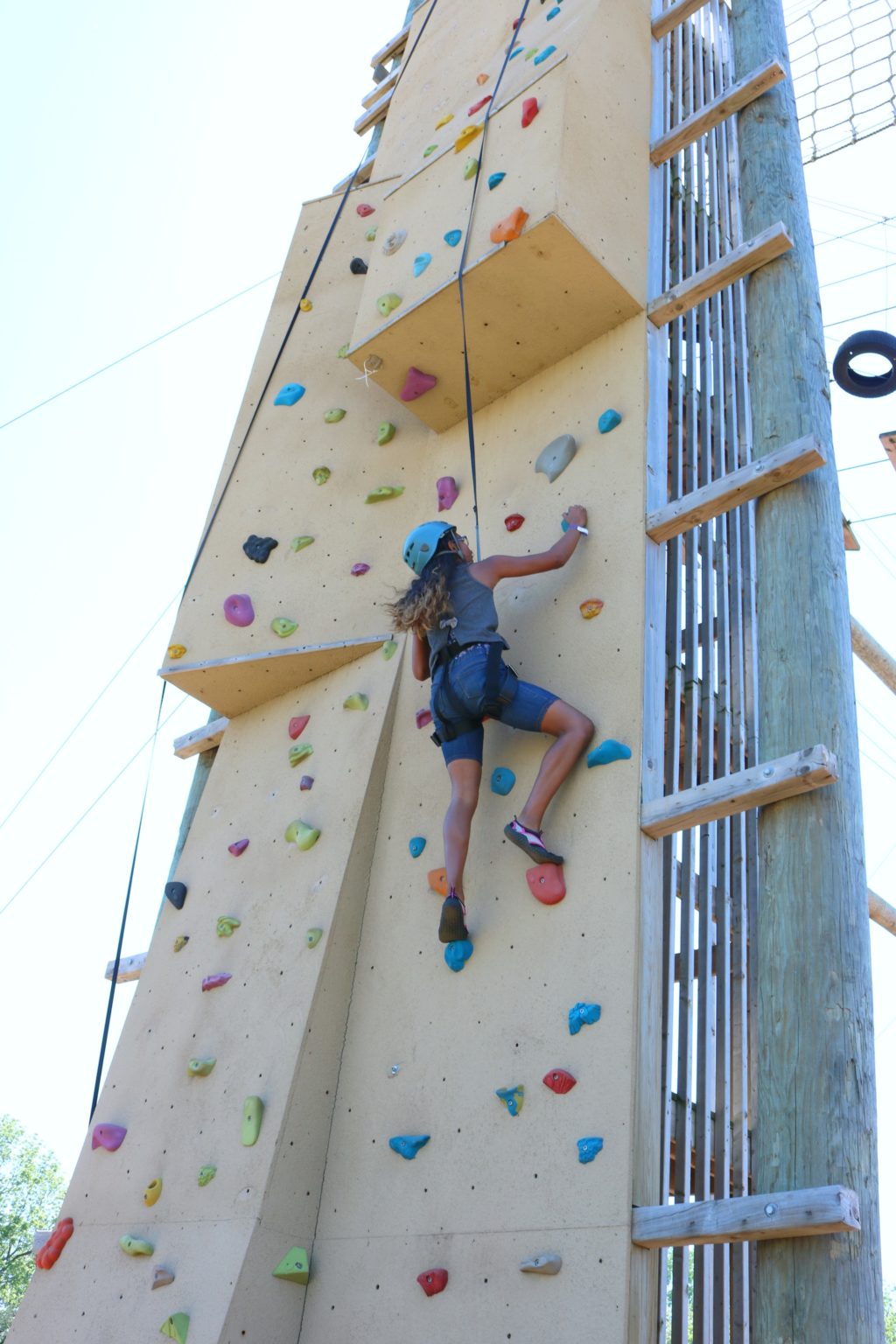 Gabby climbing the rock wall at Sherkston Shores. 