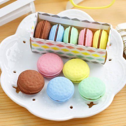 Macaron erasers.