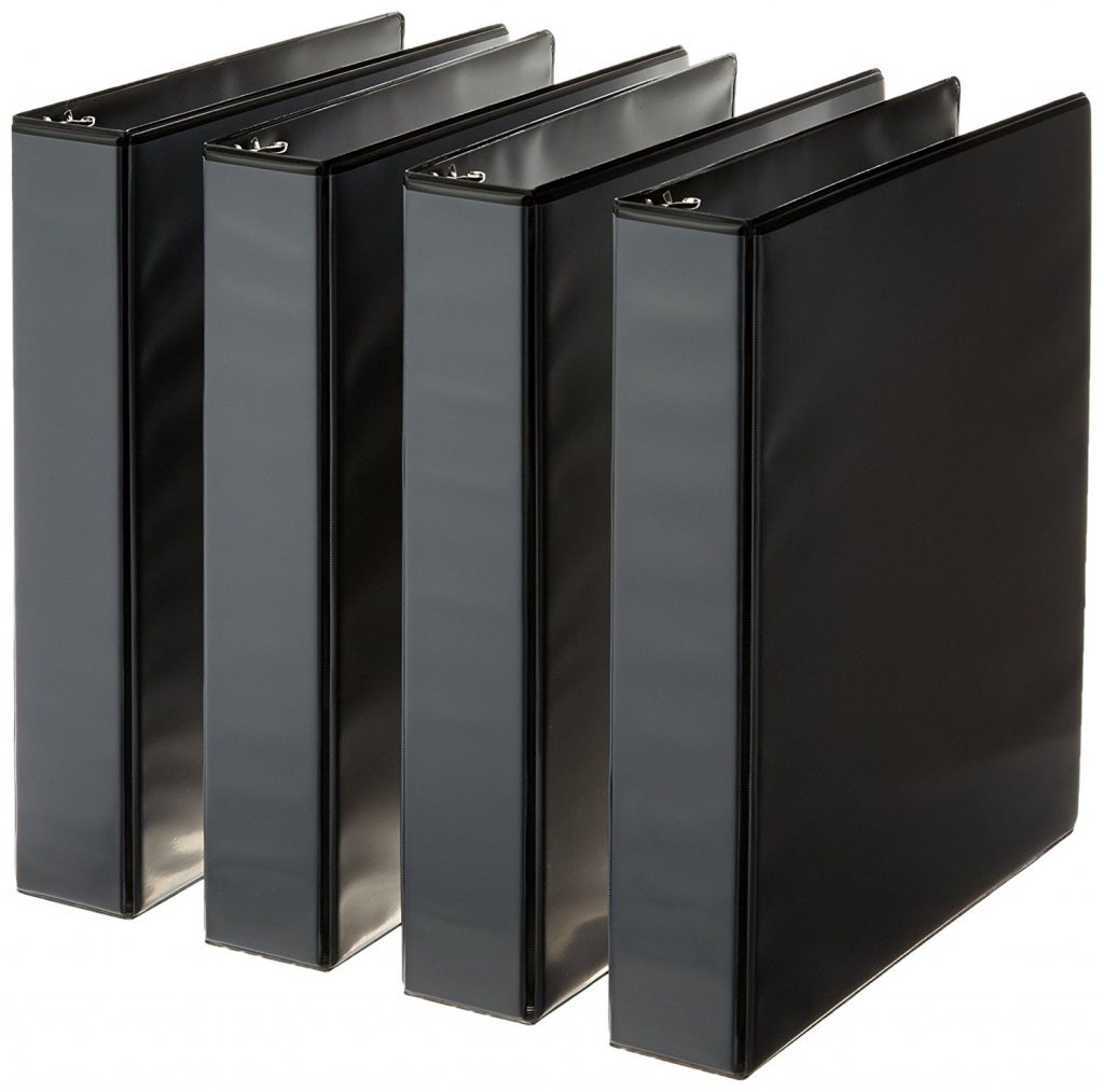 Black binders.