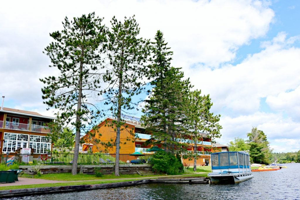 A look back at Couples Resort from a canoe in the lake. 