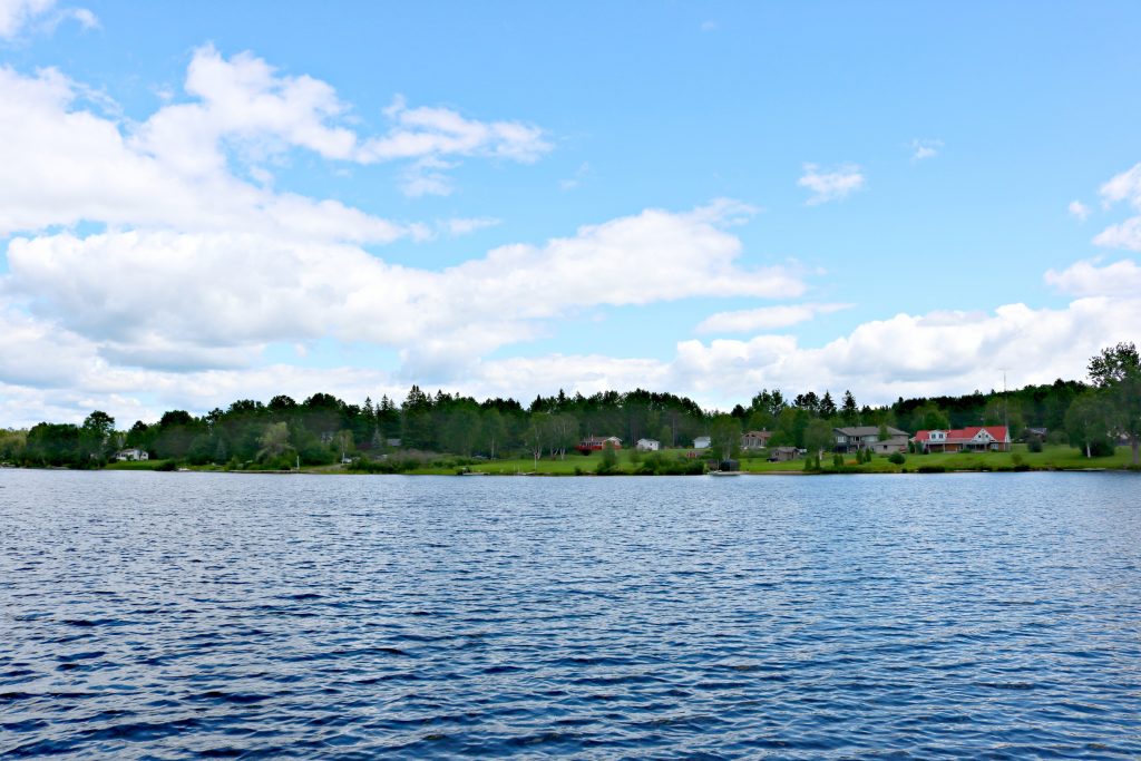 A look across the Couples Resort from inside a canoe on the lake. 