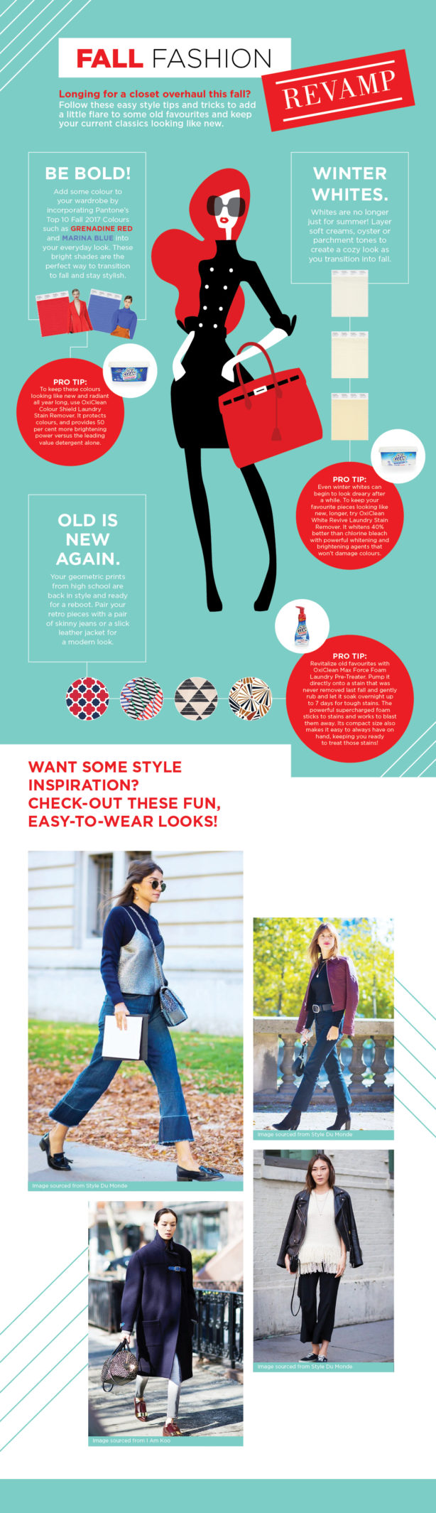 A Fall Fashion infographic with tips and outfit styles to revamp your fall fashion. 