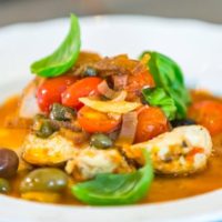 Roasted Chicken Thighs with Fresh Tomato & Olives