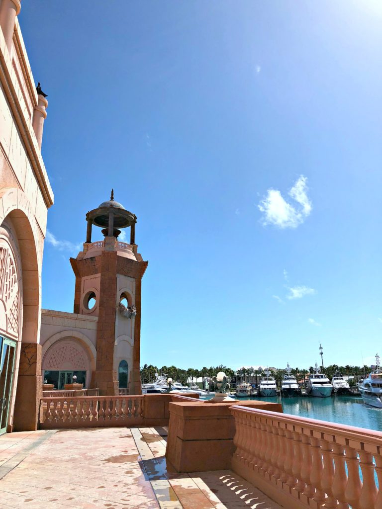 Atlantis Resort balcony with marina.