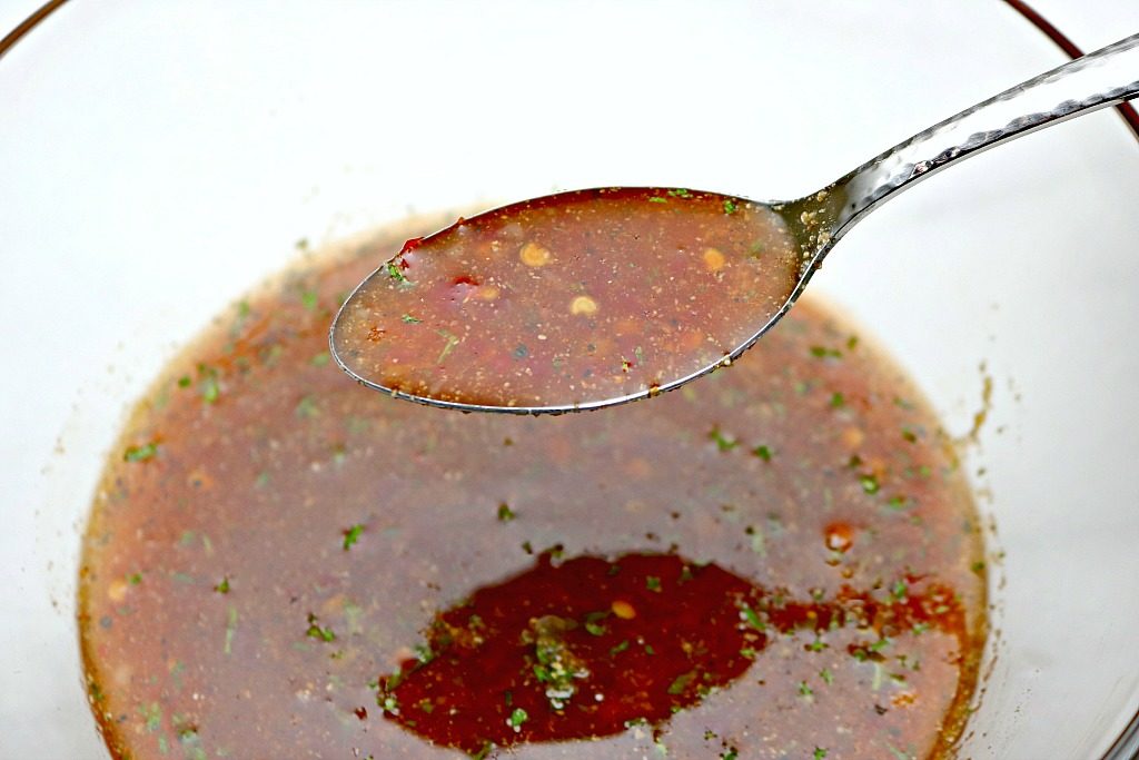 A close up of the prepared marinade.