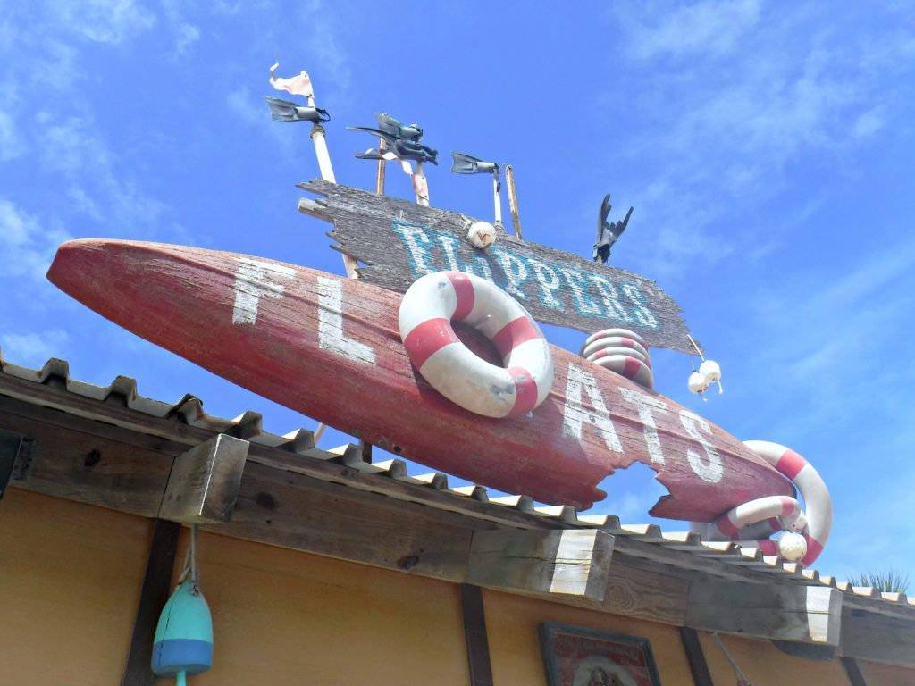 Flippers floats sign at Castaway Cay.