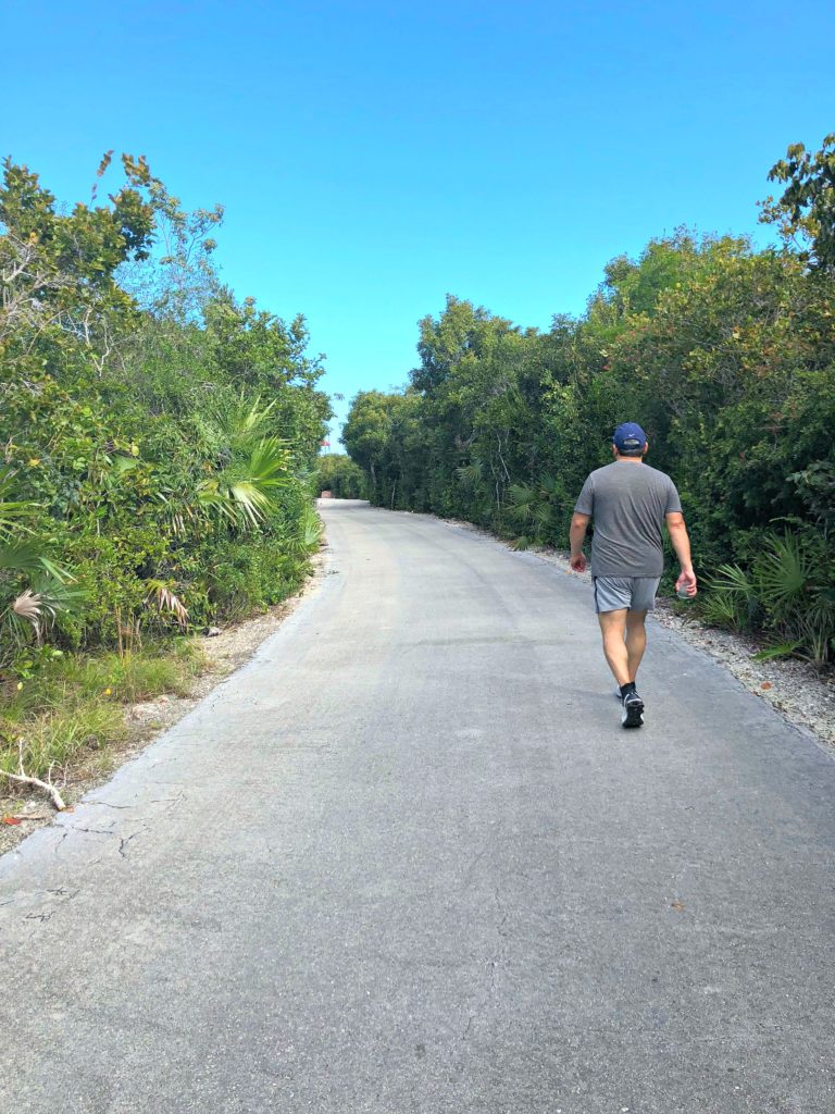 A man walks at Disney's Castaway Cay in the 5K.