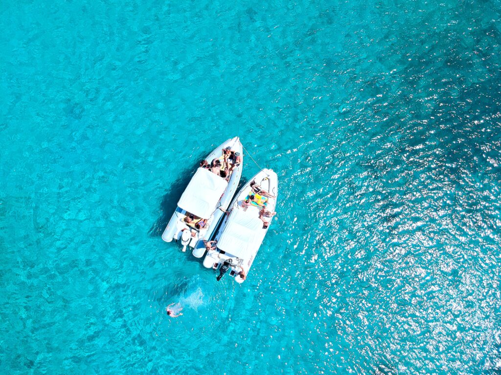 A group of boats float in the Porquerolles waters. 