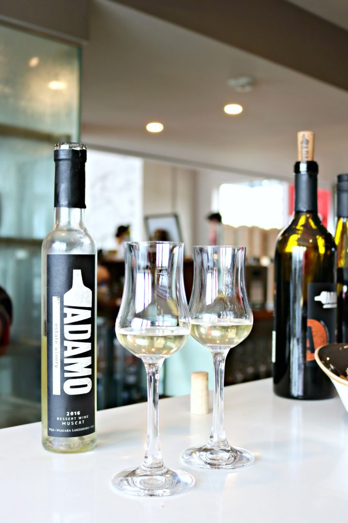 Some ice wine with two ice wine glasses are pictured at Adamo Estate Winery. 