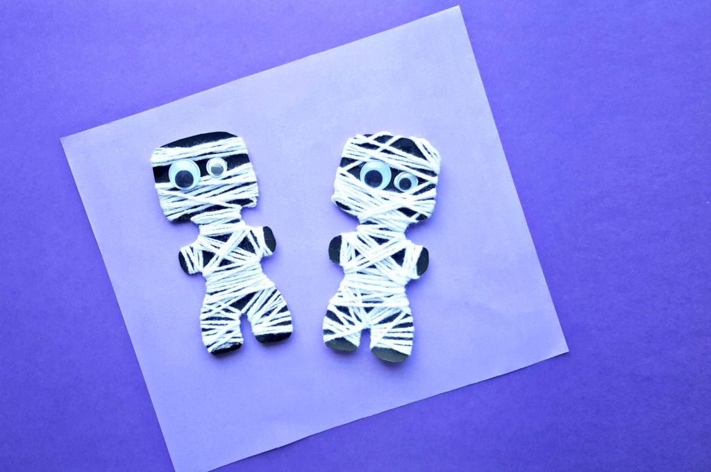 Two cute Halloween mummy crafts.