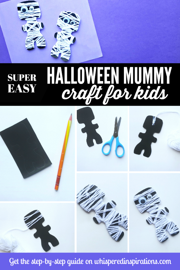 Easy Mummy Halloween Craft for Kids! If your kids love to craft as much as mine do, they're going to love this super cute and easy mummy craft. #craftsforkids #kidscrafts #halloweencrafts