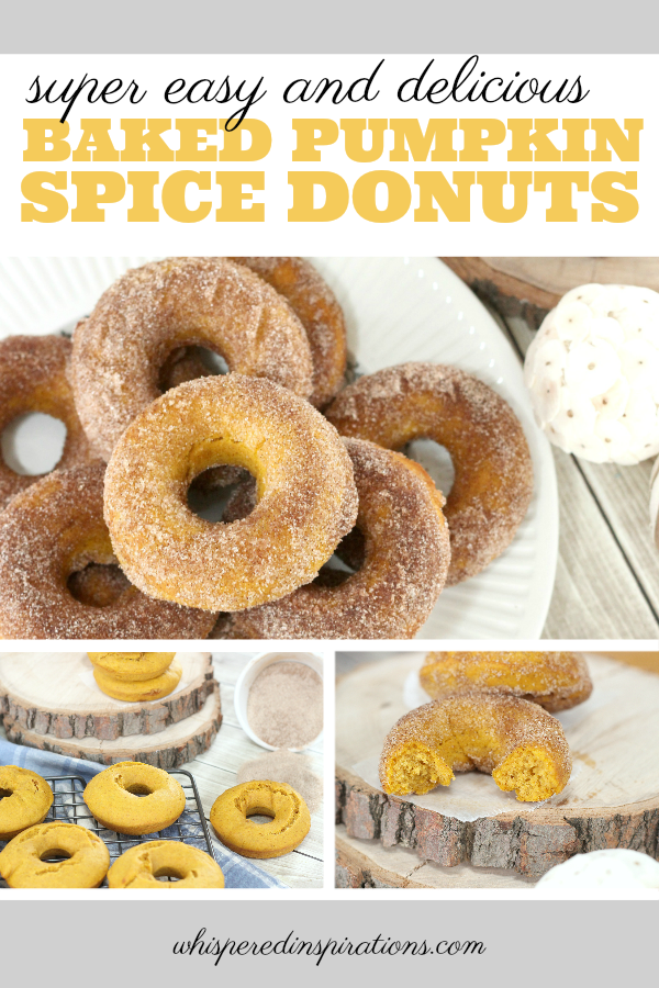 A step by step guide is shown to make baked pumpkin spice donuts. 