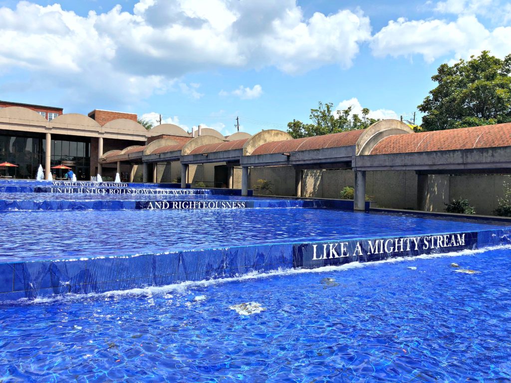 Martin Luther King Center's fountains are shown.